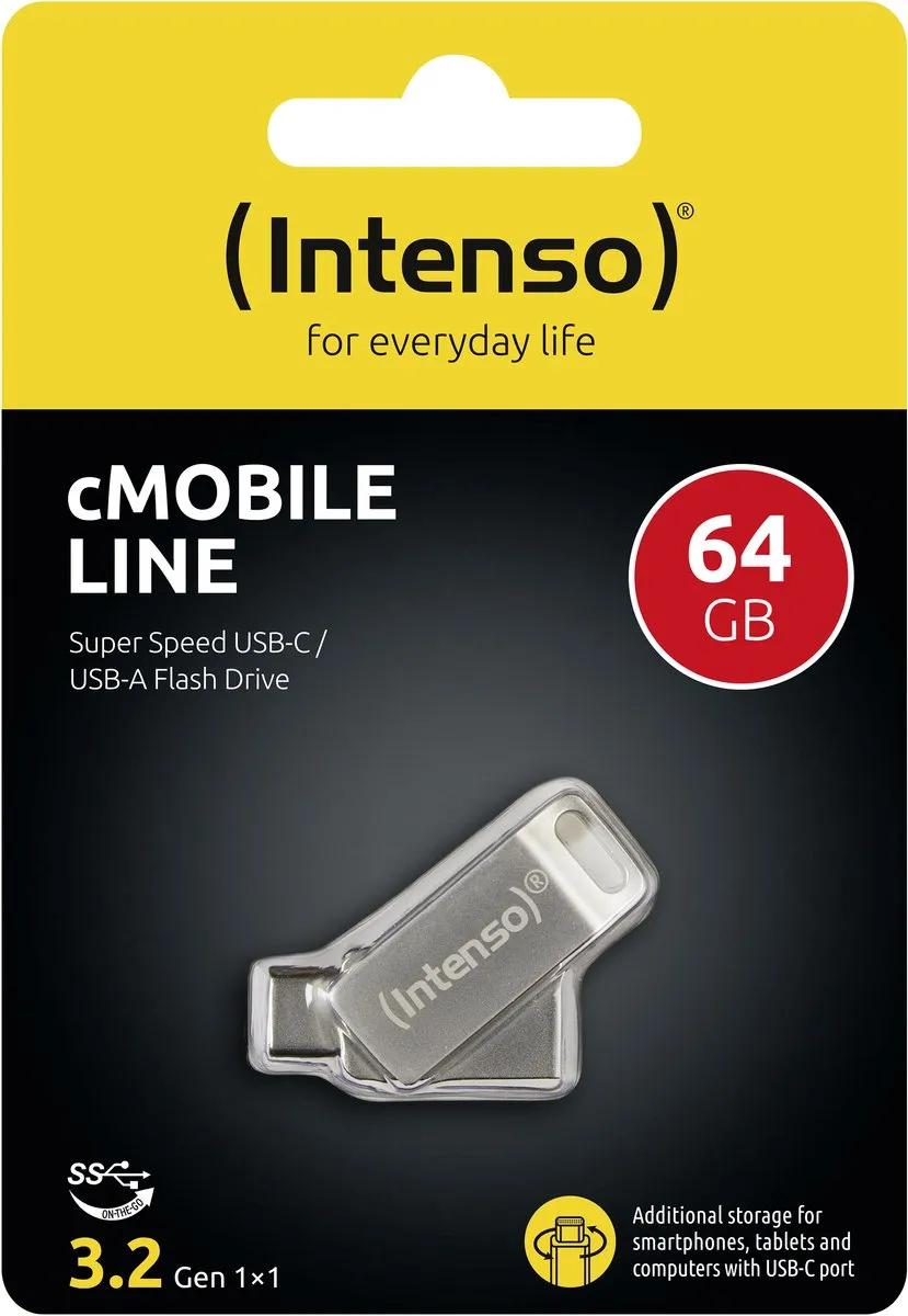 Intenso cMobile Line USB-stick 64GB - USB-A/USB-C 3.2 - Zilver