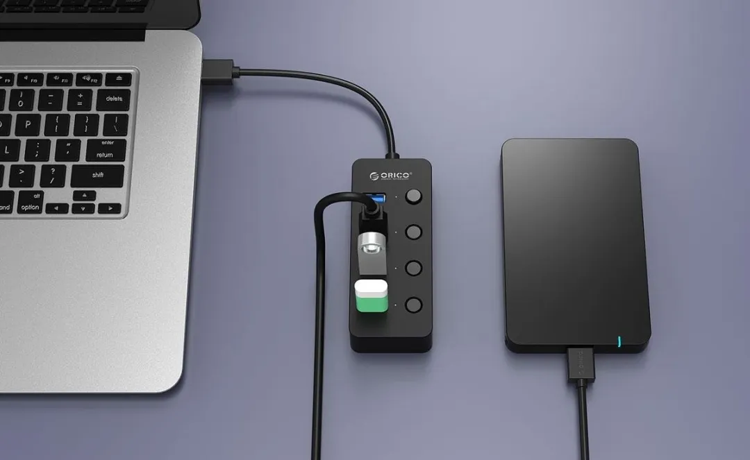 ORICO W9PH4-U3-V1-BK-BP USB 3.0 Hub - 5x USB - Zwart