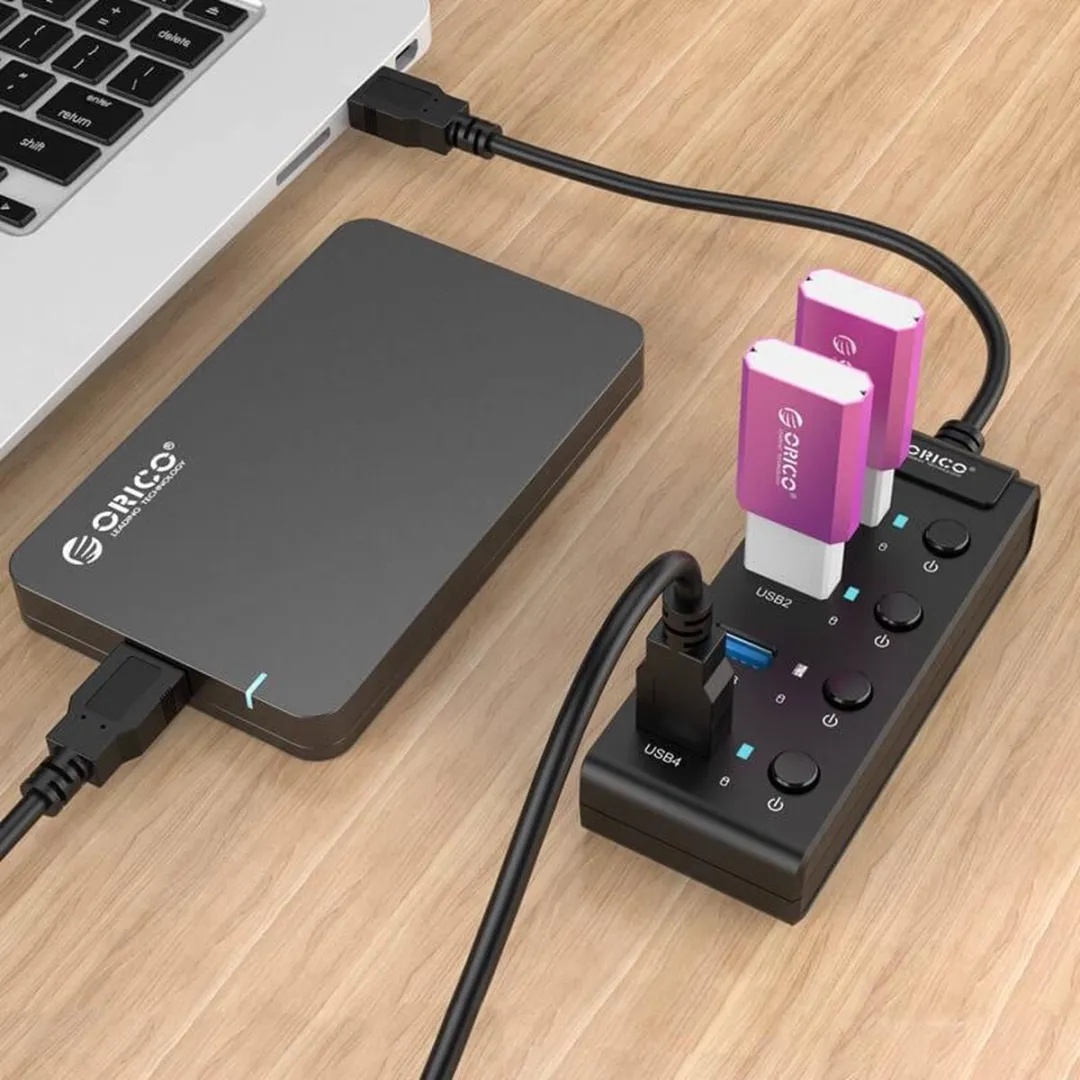 ORICO W9PH4-U3-V1-BK-BP USB 3.0 Hub - 5x USB - Zwart