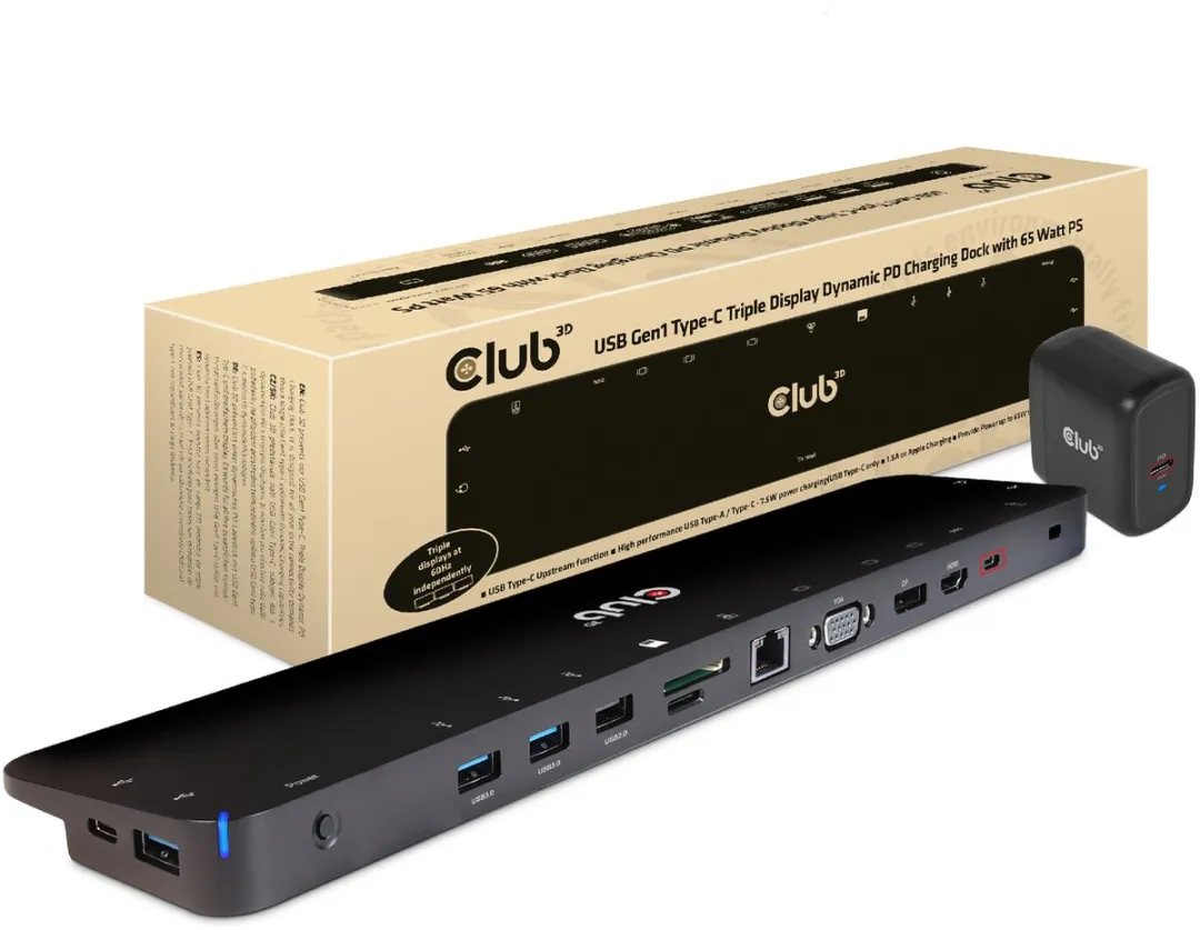 Club3D CSV-1564W65 USB-C Triple Display Dockstation 65W