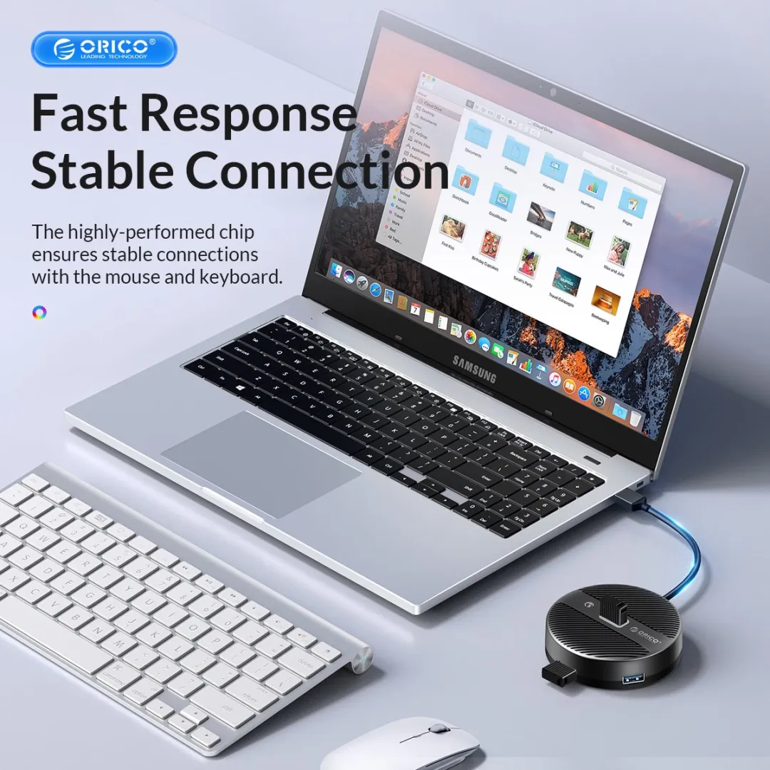 ORICO YS1-C2-03-BK USB Hub 4-Poorten - USB-C naar USB-A - 30cm - Zwart