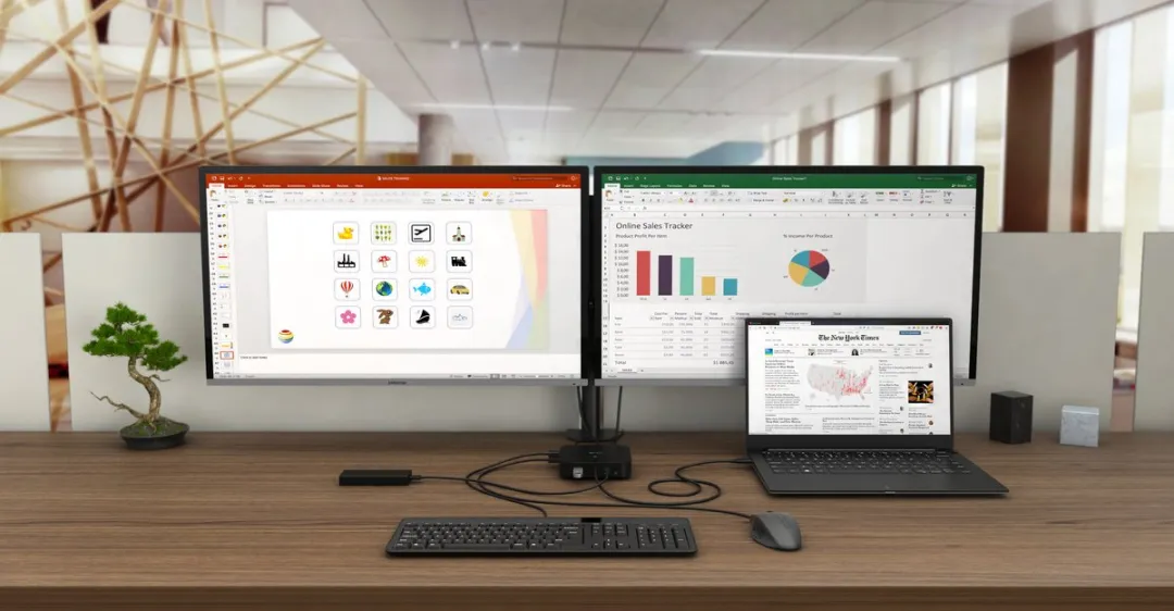 i-Tec - Compact USB-C Docking Station - 2 x Displayport - 5 x USB-A - 1 x USB-C - Ethernet - Audio In/Uit - Kaartlezer - Inclusief 100W oplader - Geschikt voor laptops met Thunderbolt 3/4/5 of USB-C