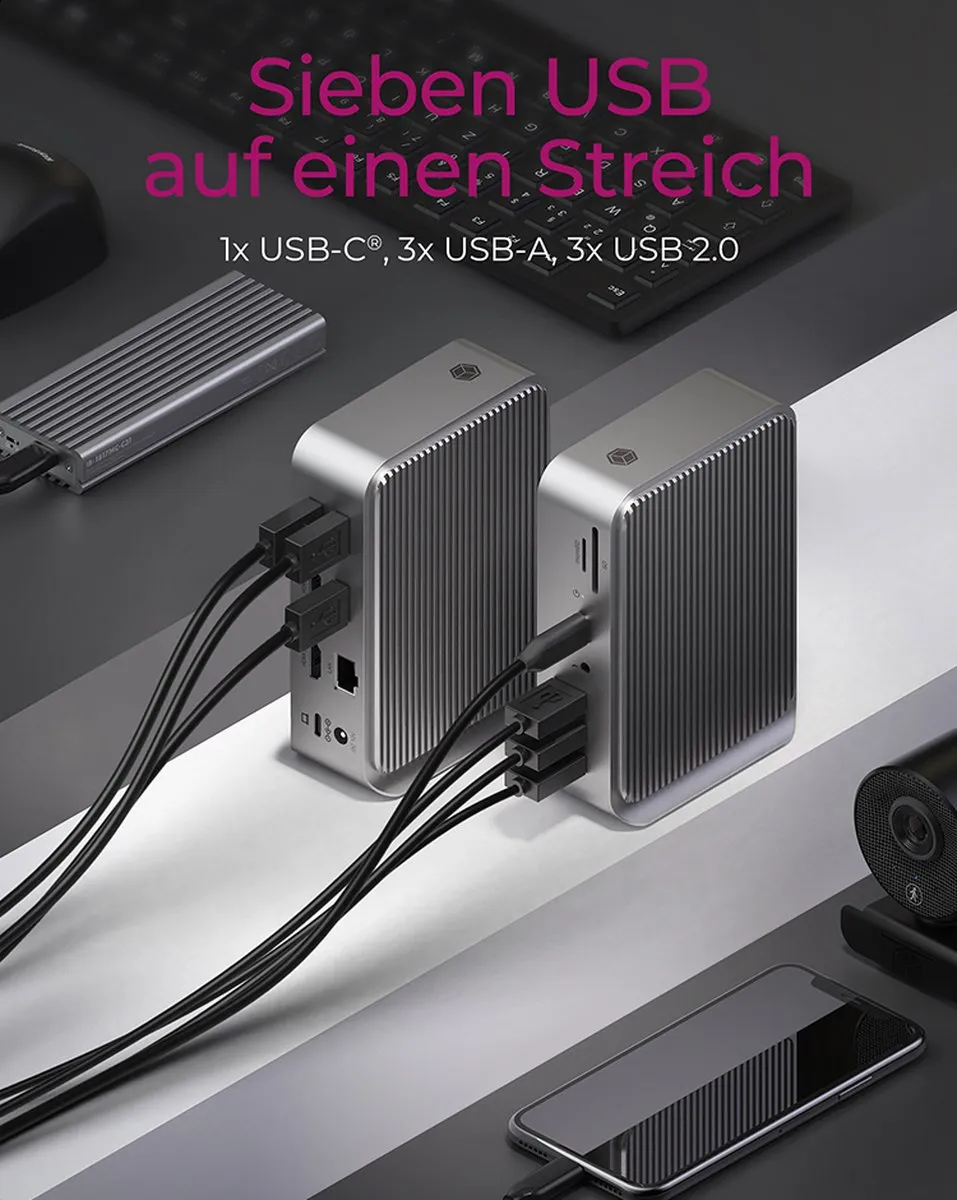 Icy Box IB-DK2261AC Draadloze USB-C Hub - Antraciet