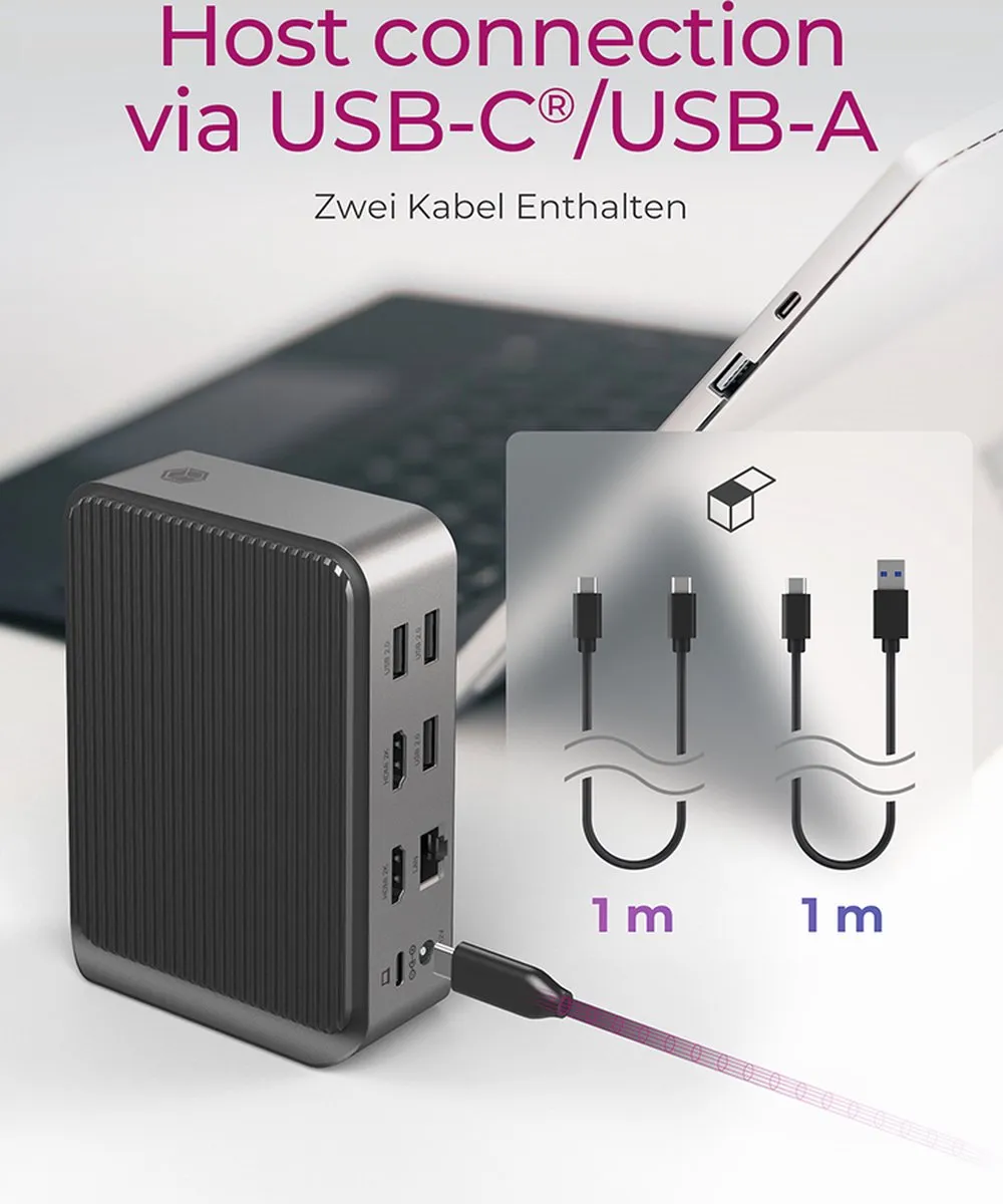 Icy Box IB-DK2261AC Draadloze USB-C Hub - Antraciet