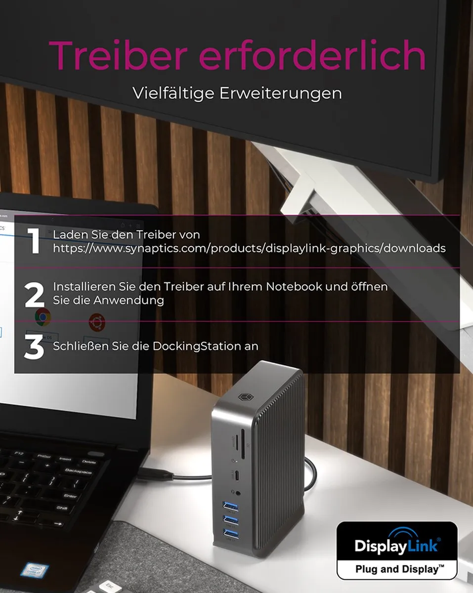 Icy Box IB-DK2261AC Draadloze USB-C Hub - Antraciet