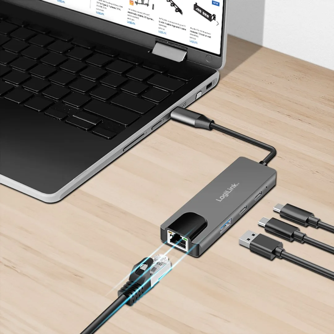 LogiLink UA0432 Laptop Dock USB 3.2 - Grijs - afbeelding 3 van 3