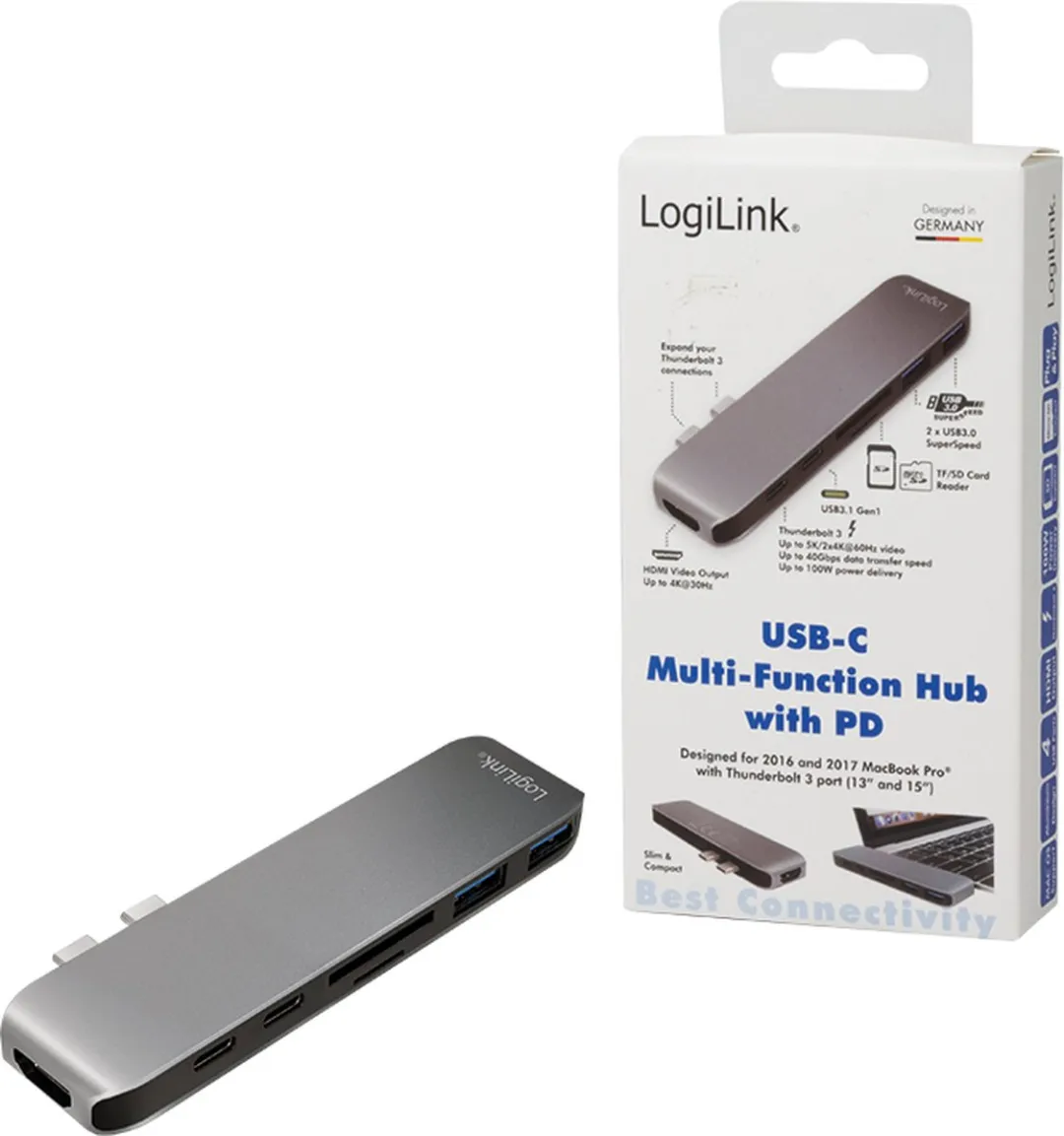 Logilink UA0302 USB-C Dockingstation - Zilver-zwart