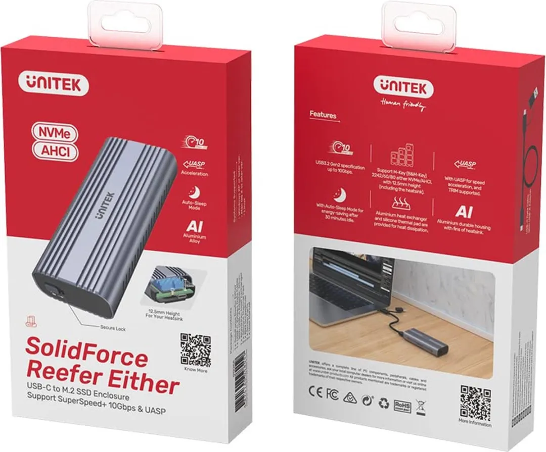 Unitek M.2 NVMe/SATA Behuizing 1TB - 10Gbps - afbeelding 5 van 6