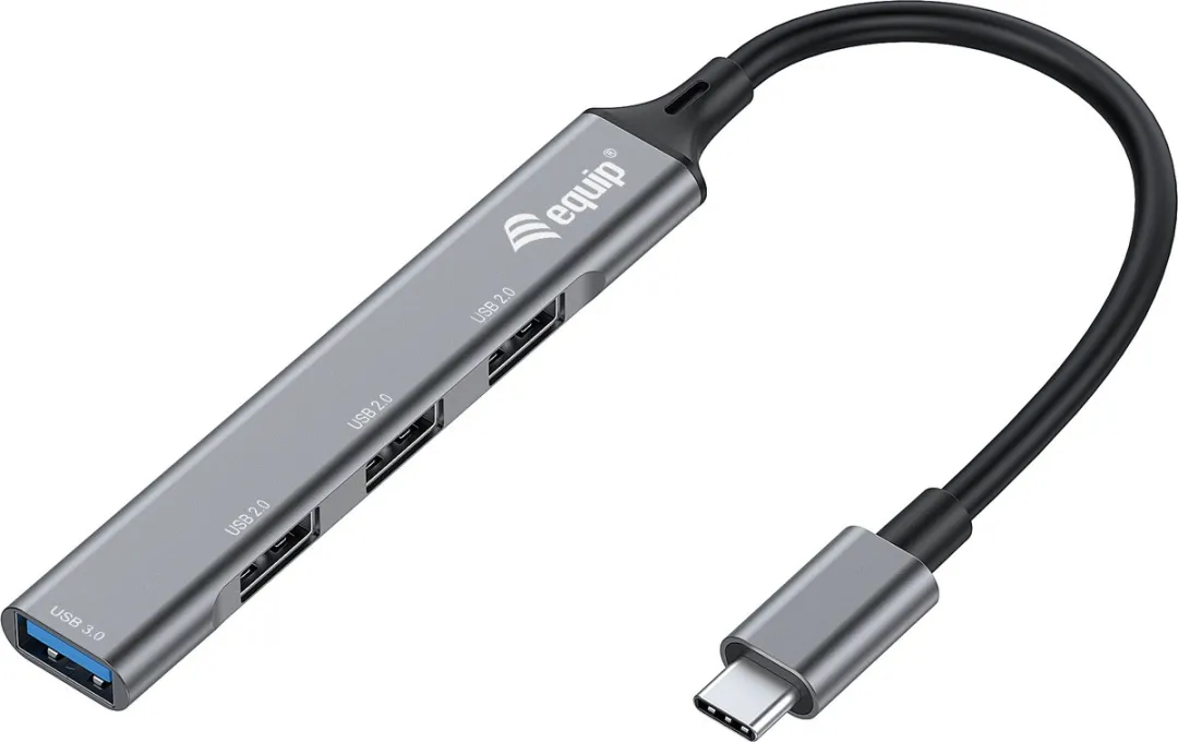 Equip 128961 USB-hub 4 Poorten USB-A 3.1 - Zwart/Grijs