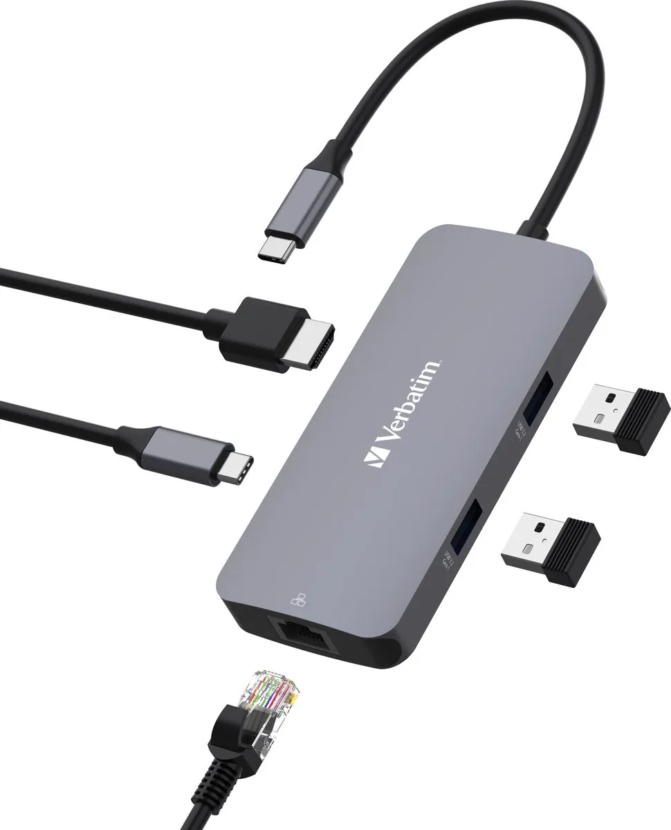 Verbatim CMH-0523942321507 USB-C Hub - Grijs