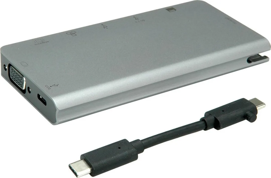 Roline 12.02.1022 USB-C Docking Station - HDMI 4K/VGA/USB 3.2 - Aluminium