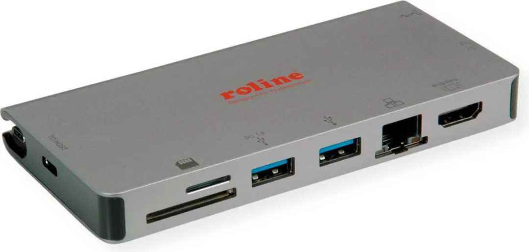 Roline 12.02.1022 USB-C Docking Station - HDMI 4K/VGA/USB 3.2 - Aluminium - afbeelding 6 van 6