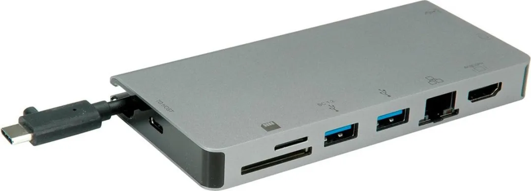Roline 12.02.1022 USB-C Docking Station - HDMI 4K/VGA/USB 3.2 - Aluminium