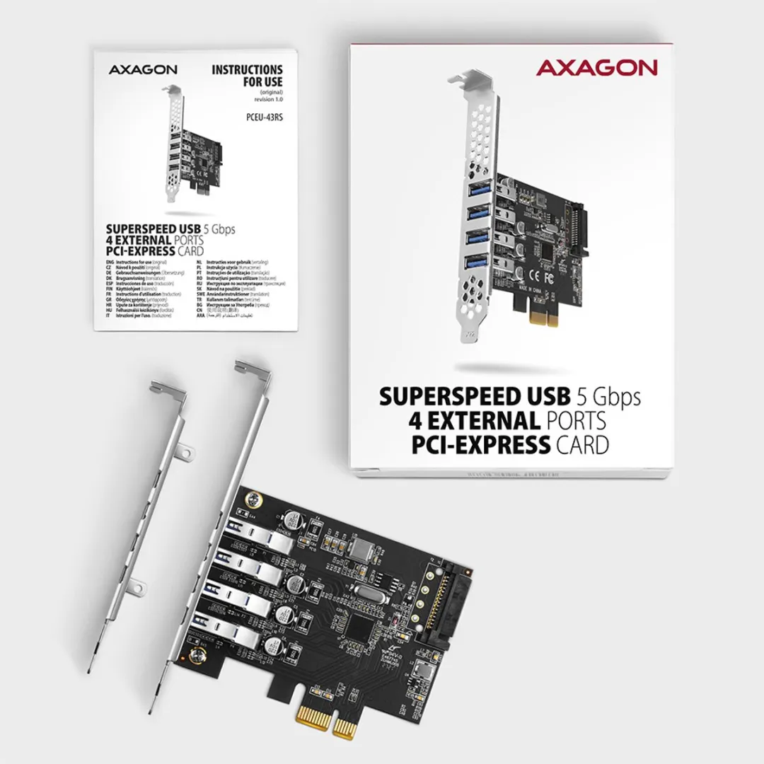 Axagon PCEU-43RS PCIe Adapter 4x USB3.0 - afbeelding 6 van 6