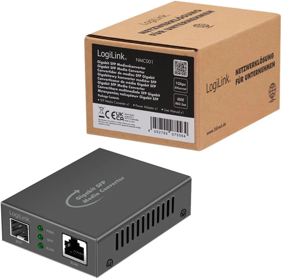 Logilink NMC001 Gigabit Mediaconverter RJ45/SFP - Zwart
