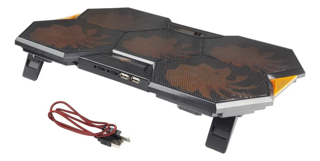 Deltaco GAM-072 Laptopkoeler 5 Ventilatoren - tot 17,3 inch - Zwart/Oranje