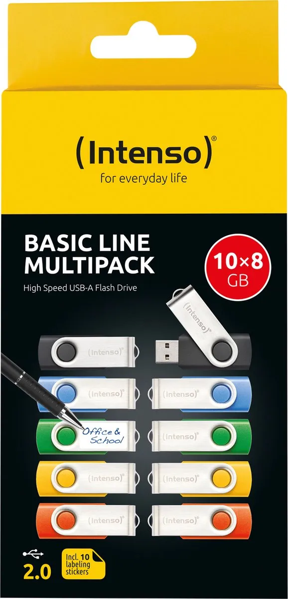 Intenso Basic Line USB Stick 8GB - Multipack 10 Stuks (3503561) - afbeelding 5 van 6