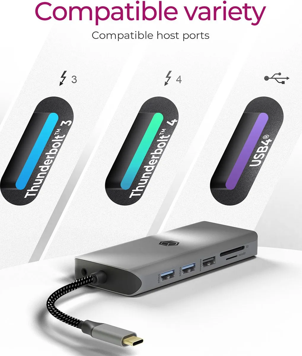 Icy Box IB-DK4061-CPD USB-C Docking Station 12-in-1 - Grijs