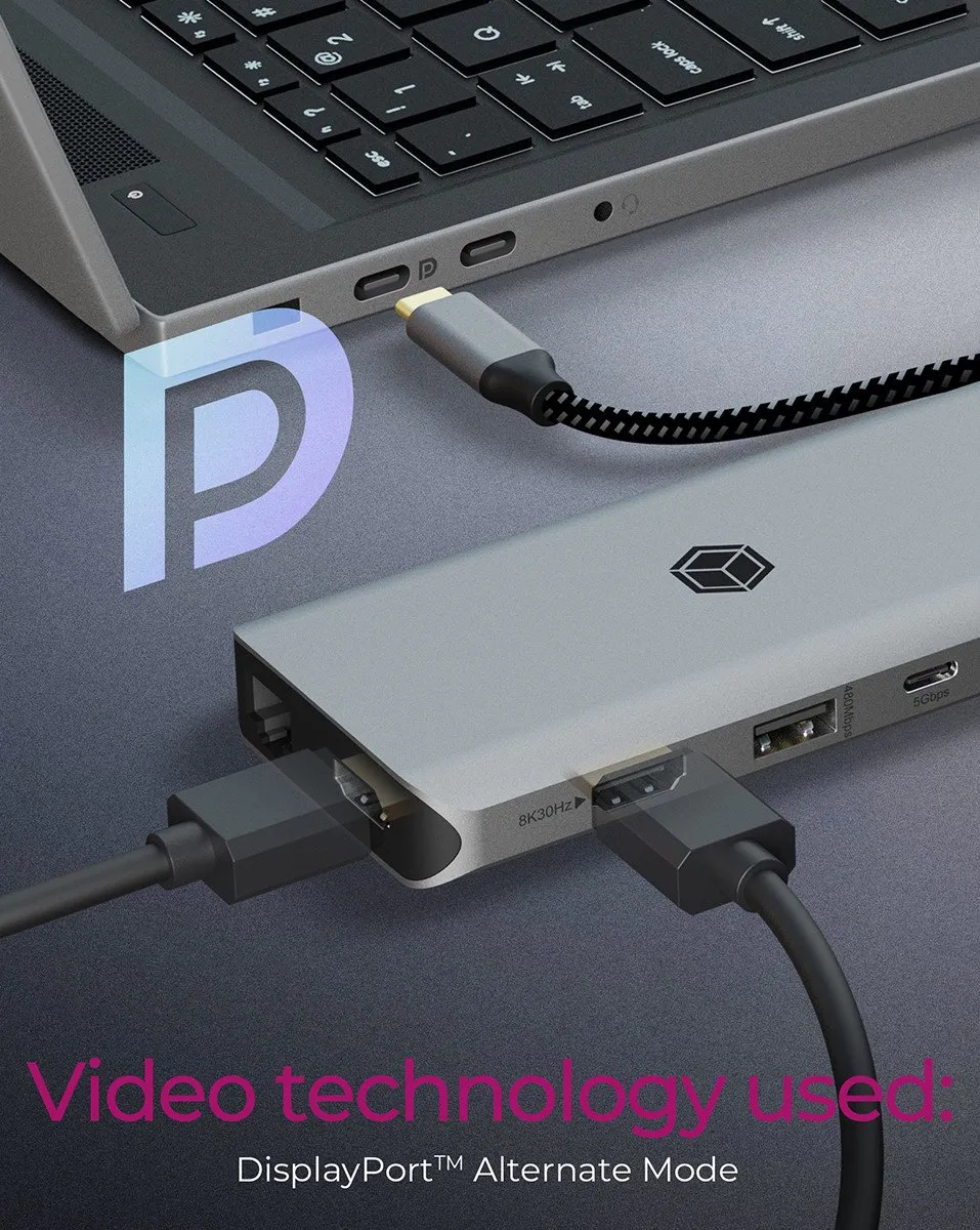 Icy Box IB-DK4061-CPD USB-C Docking Station 12-in-1 - Grijs
