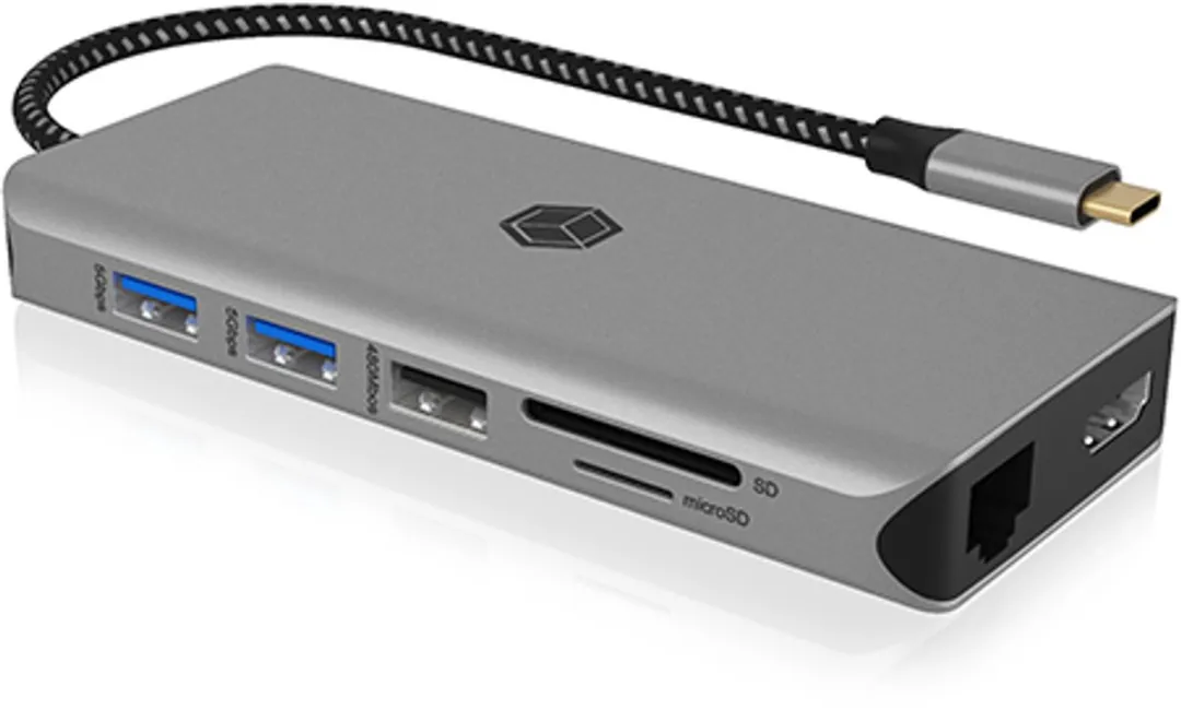 Icy Box IB-DK4061-CPD USB-C Docking Station 12-in-1 - Grijs