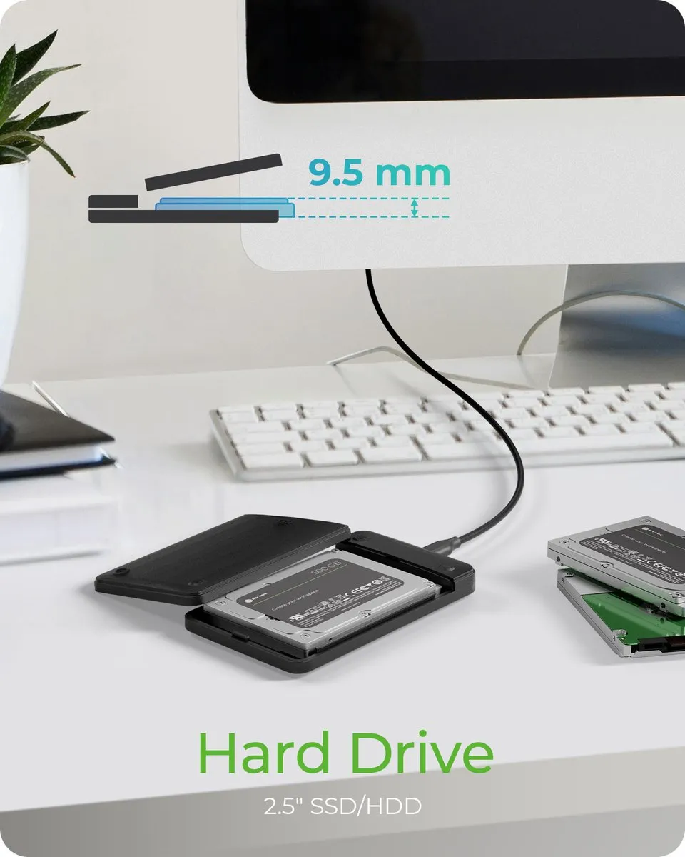 Icy Box IB-201T-CU31 SSD-behuizing 2.5" - USB-C - Zwart