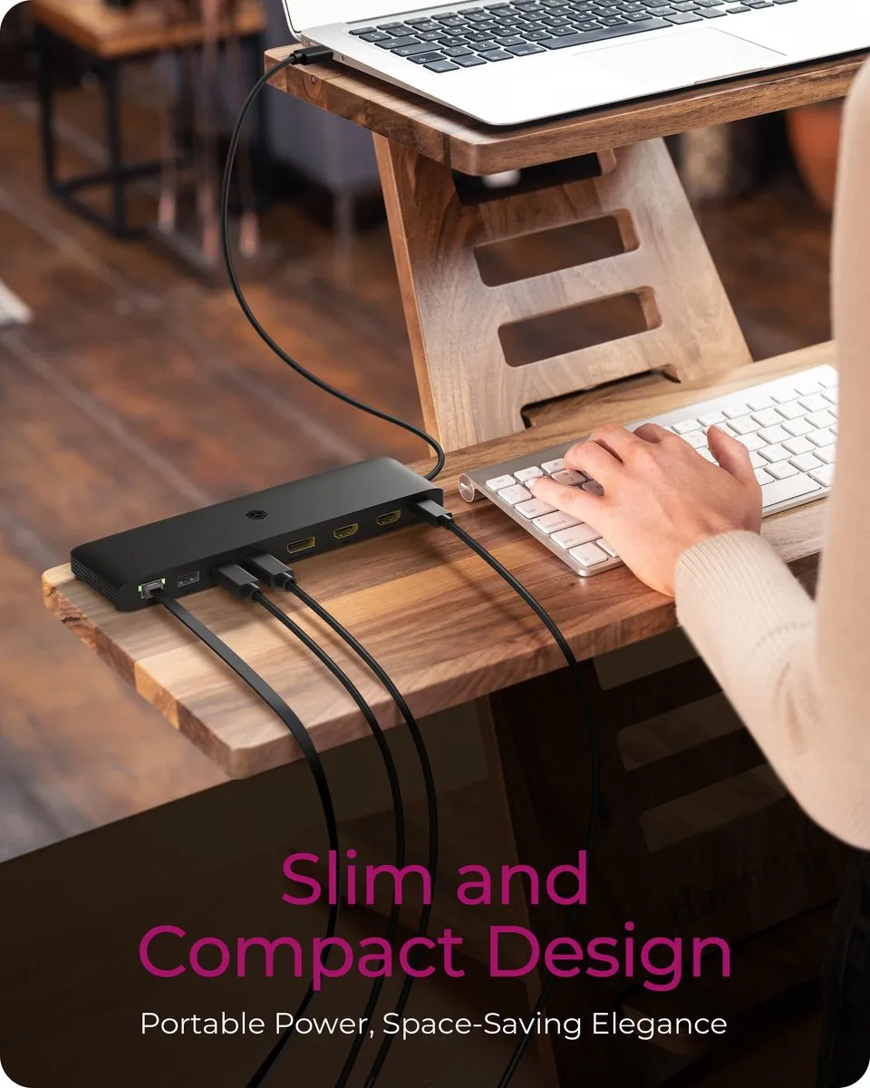 ICY BOX USB-C IB-DK2116-C Dockingstation met Triple Video Output – 4K@60Hz HDMI & DisplayPort, 100W Power Delivery, Gigabit LAN, SD/microSD, Audio & 4x USB – Voor Windows, macOS, Chrome OS