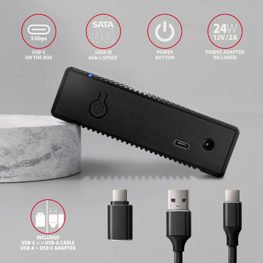 Axagon EE35-GTR USB-C Externe Behuizing 5Gbps - 3.5" SATA Zwart
