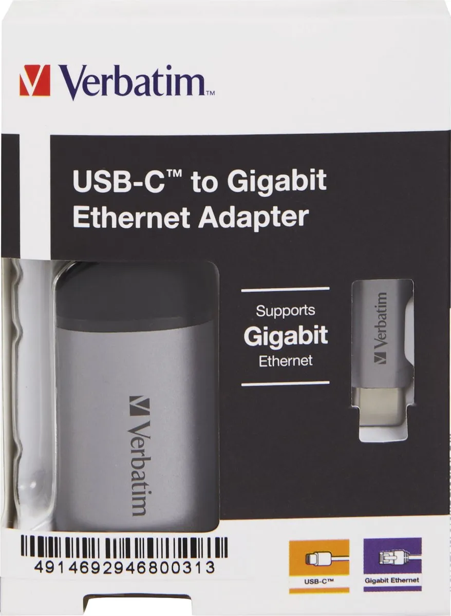 Verbatim USB-C naar RJ45 Adapter 49146 - Zilver