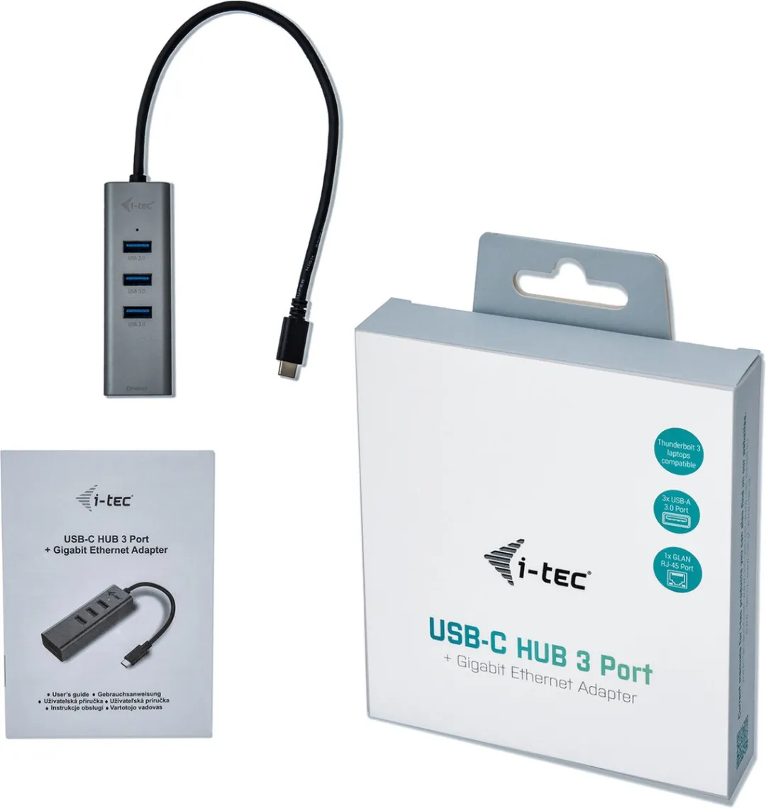 I-tec C31METALG3HUB USB-C HUB 3 Poorten - Ethernet 1000Mbit
