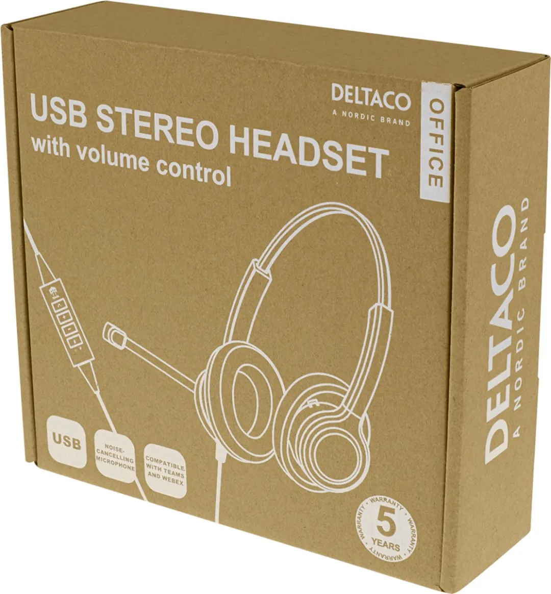 Deltaco DELO-0652 USB Headset - Zwart