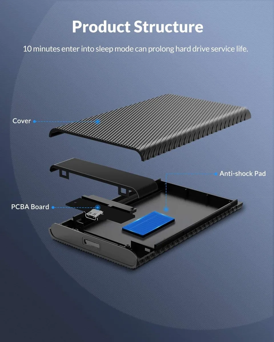ORICO 2521C3 USB3.0 Behuizing 2.5" SATA SSD/HDD - 10Gbit/s - Zwart