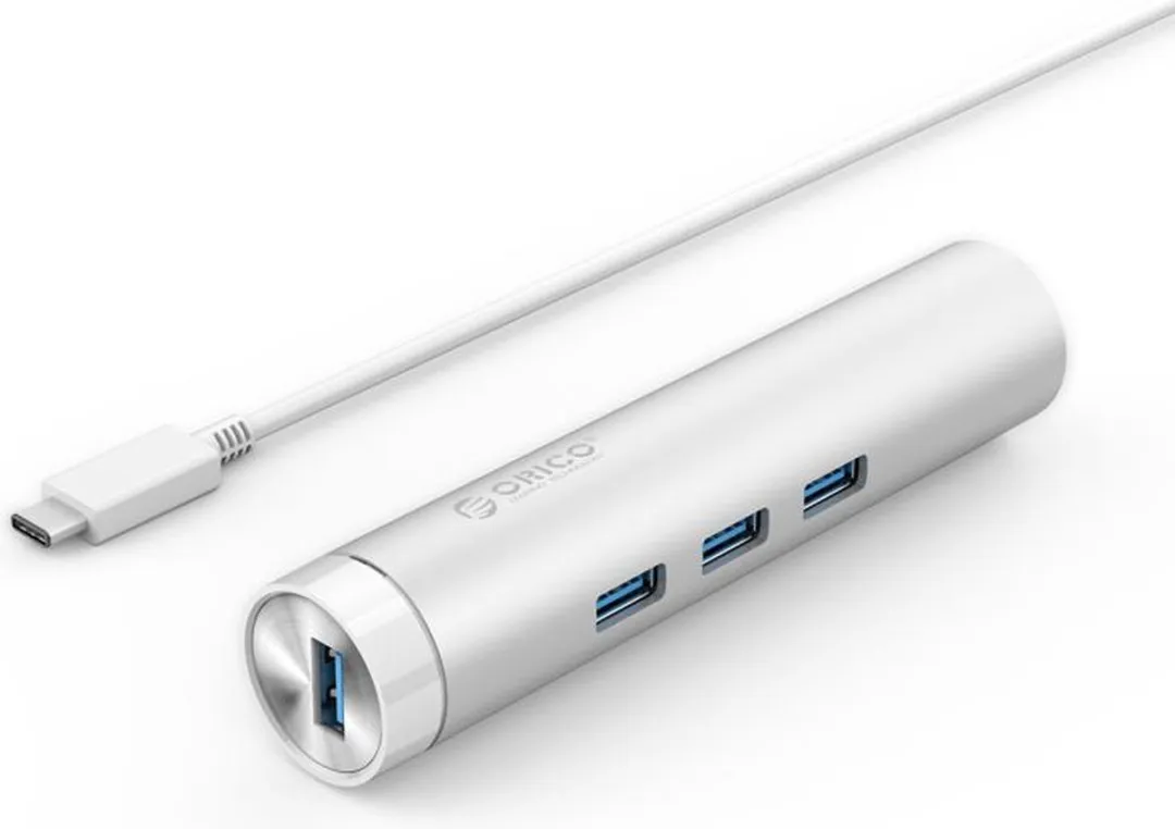 ORICO ORI-ARH3L-U3 USB3.0 Hub - 3x USB-A, 1x Ethernet 10/100/1000Mbps - Zilver