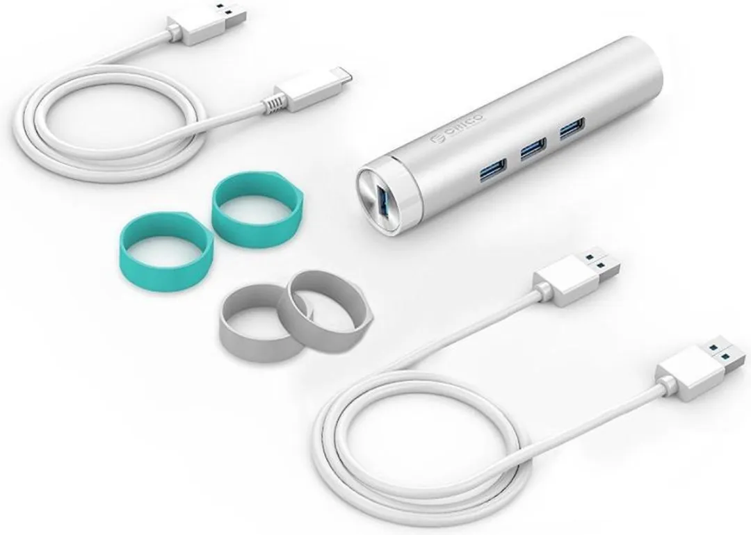 ORICO ORI-ARH3L-U3 USB3.0 Hub - 3x USB-A, 1x Ethernet 10/100/1000Mbps - Zilver