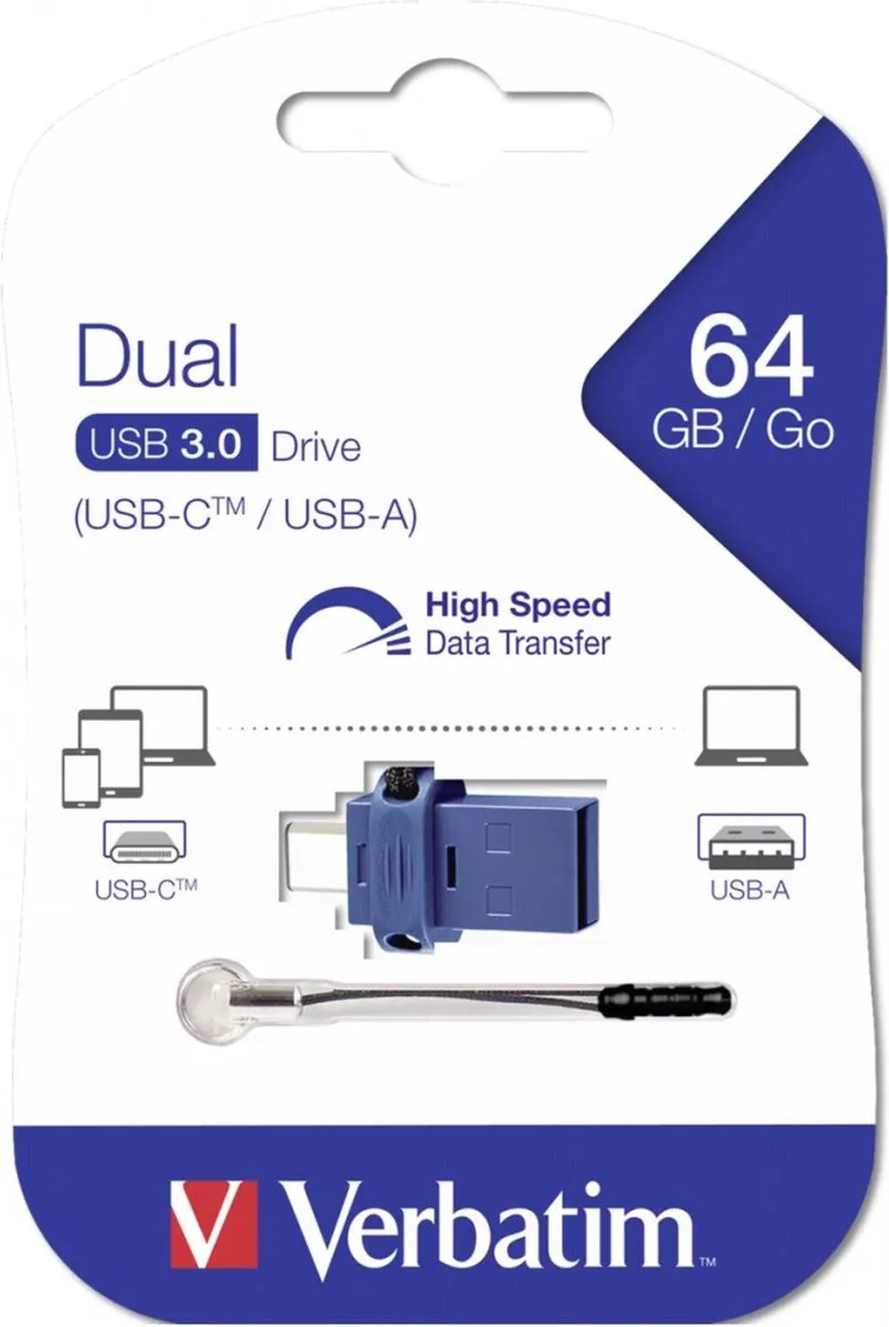 Verbatim Store'n'Go Dual Drive 49967 USB-stick 64GB - USB-A 3.2/USB-C - afbeelding 6 van 6