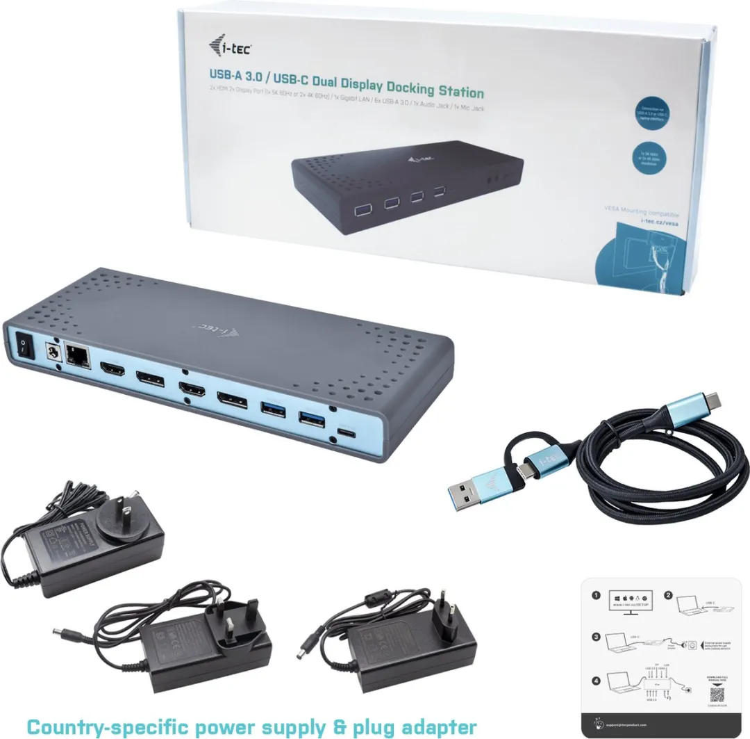 I-tec CADUAL4KDOCK Dockstation 4K - Grijs