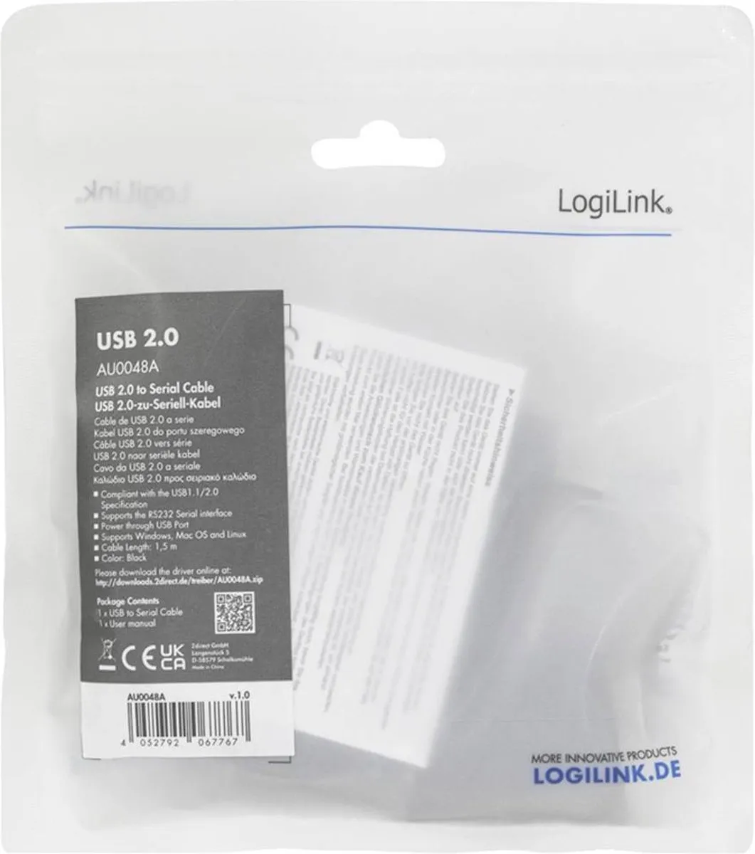 Logilink AU0048A USB-Serieel Adapter 1.5m - Zwart
