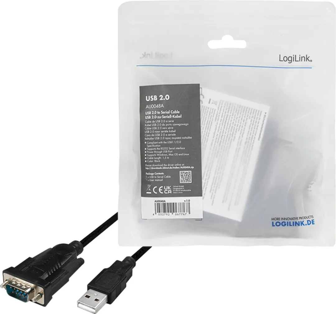 Logilink AU0048A USB-Serieel Adapter 1.5m - Zwart