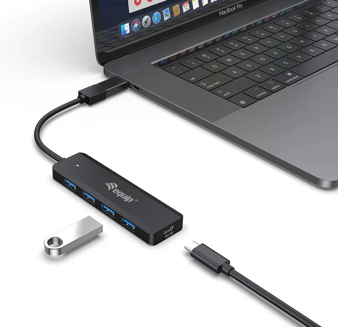 Equip 4-Port-USB-3.2 Gen 1-Hub und Adapter für USB-C USB-C (USB 3.2 Gen 2) multiport hub 5 poorten Zwart