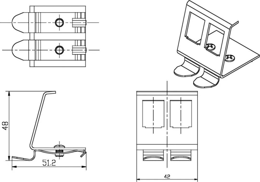 Roline DIN-rail Adapter Leeg - 2 Keystones Zilver - afbeelding 6 van 6