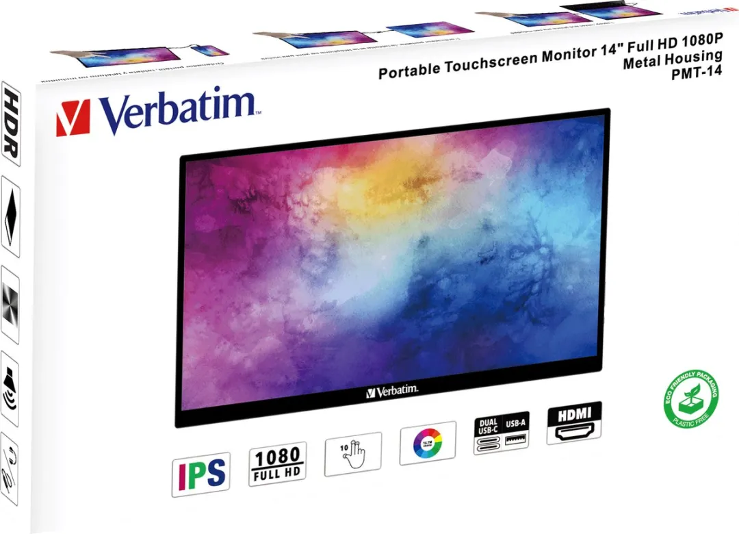 Verbatim 14" FHD Touchscreen Monitor - 1920x1080 - USB-C 15W - afbeelding 6 van 6