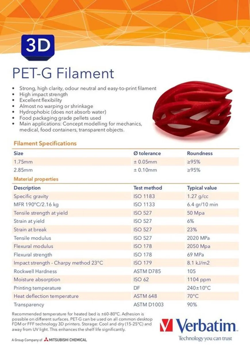 Verbatim 55052 PET-G 3D Printerfilament 1.75mm 1kg - Zwart