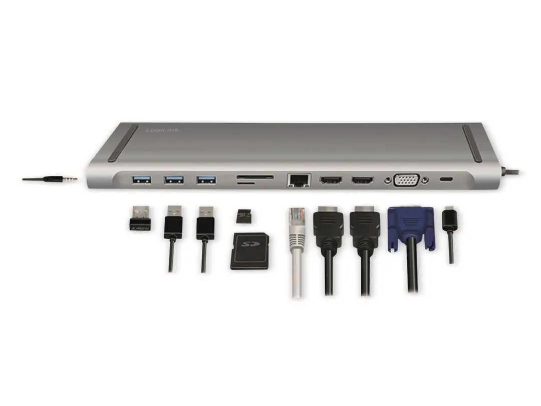 Logilink UA0373 USB-C Dockingstation - Zilver - afbeelding 6 van 6