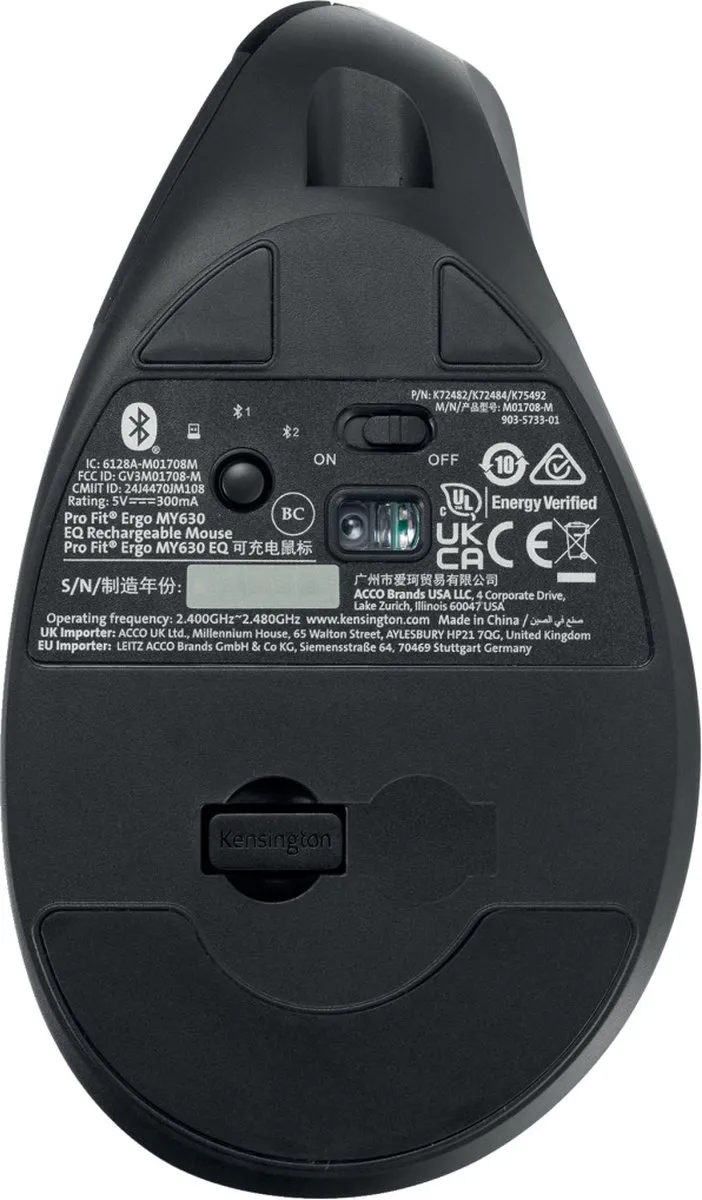 Kensington Pro Fit Ergo MY630 EQ K72482WW Draadloze Muis - Zwart