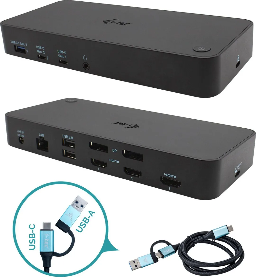 i-Tec - USB-C/Thunderbolt Docking Station 3 x 4K video en vele andere poorten