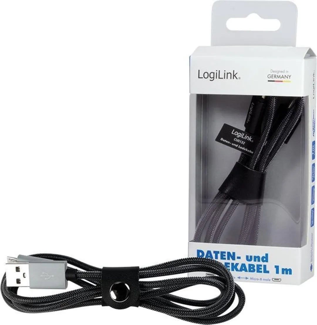 Logilink CU0132 USB naar Micro USB Sync-kabel - 1m - Grijs