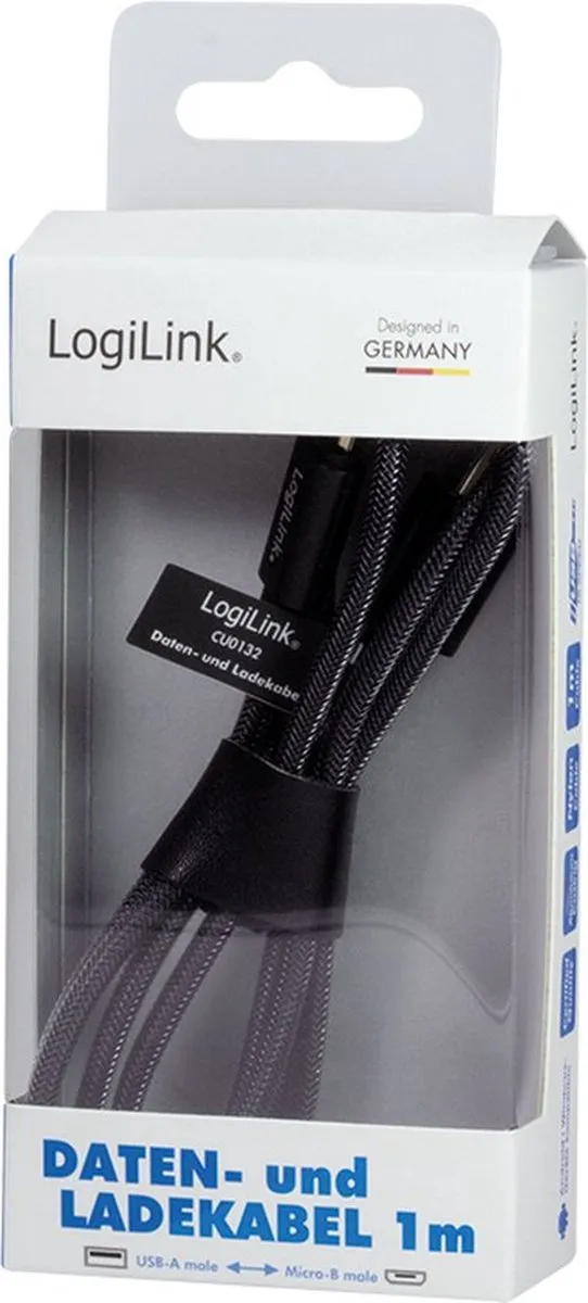 Logilink CU0132 USB naar Micro USB Sync-kabel - 1m - Grijs