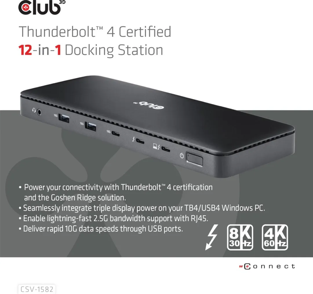 Club3D CSV-1582 Thunderbolt 4 Docking Station - 12-in-1 - Zwart - afbeelding 6 van 6