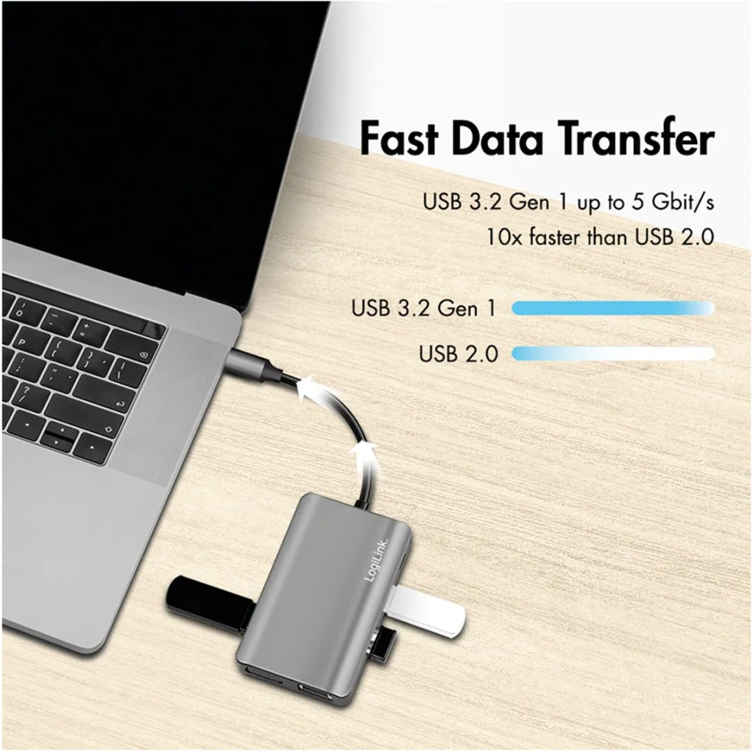Logilink UA0410 USB-C Dockingstation - Antraciet