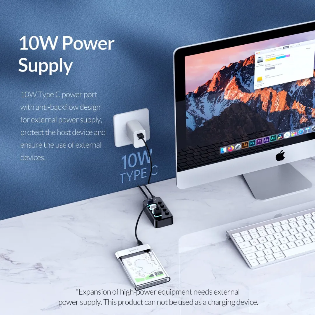 ORICO ORI-TSU3-4A-BK USB 3.0 Hub 4 Poorten - Zwart
