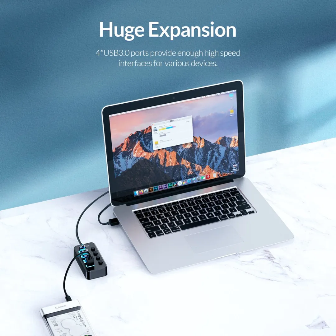 ORICO ORI-TSU3-4A-BK USB 3.0 Hub 4 Poorten - Zwart